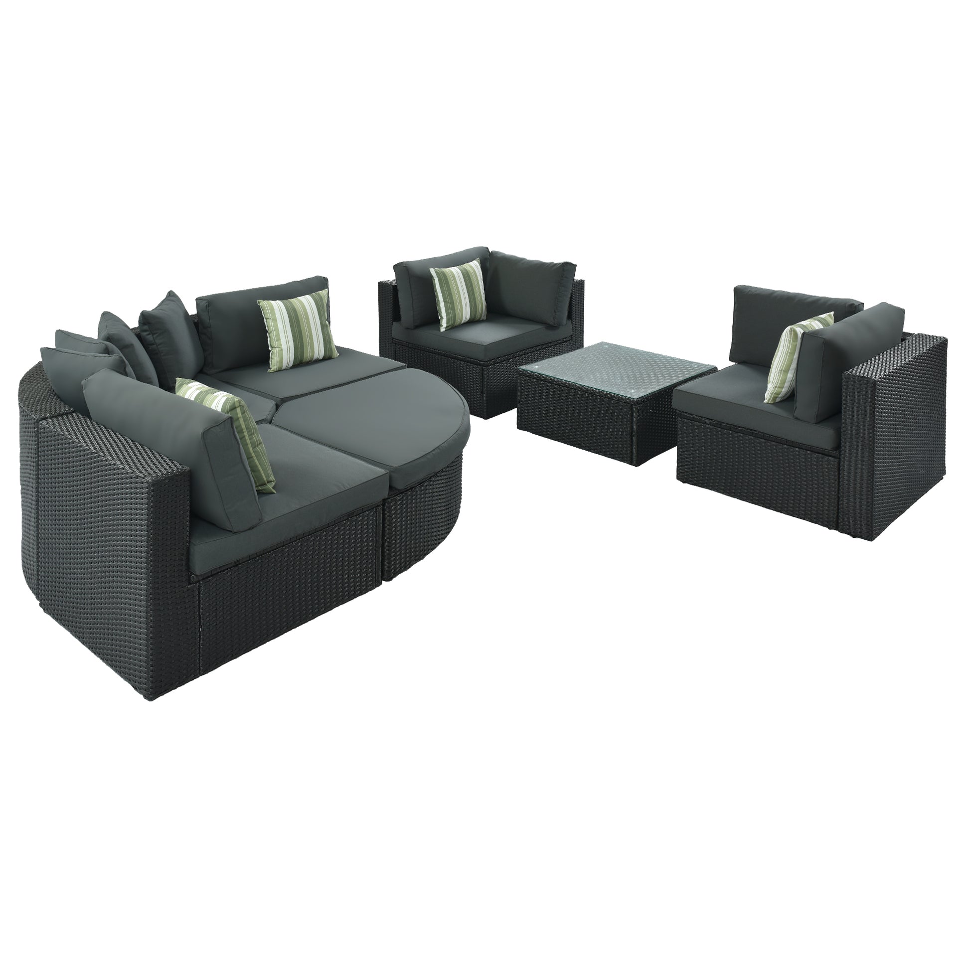 Gray Wicker Patio Sofa Set for Garden or Poolside Living