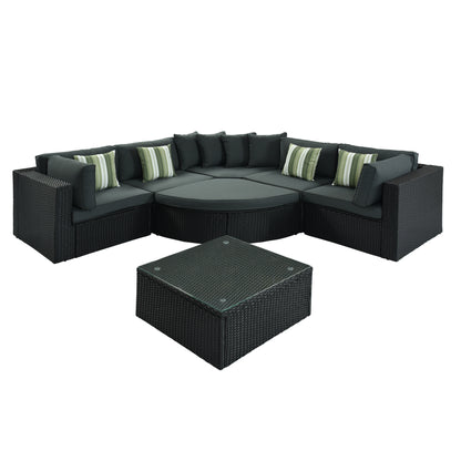 Gray Wicker Patio Sofa Set for Garden or Poolside Living