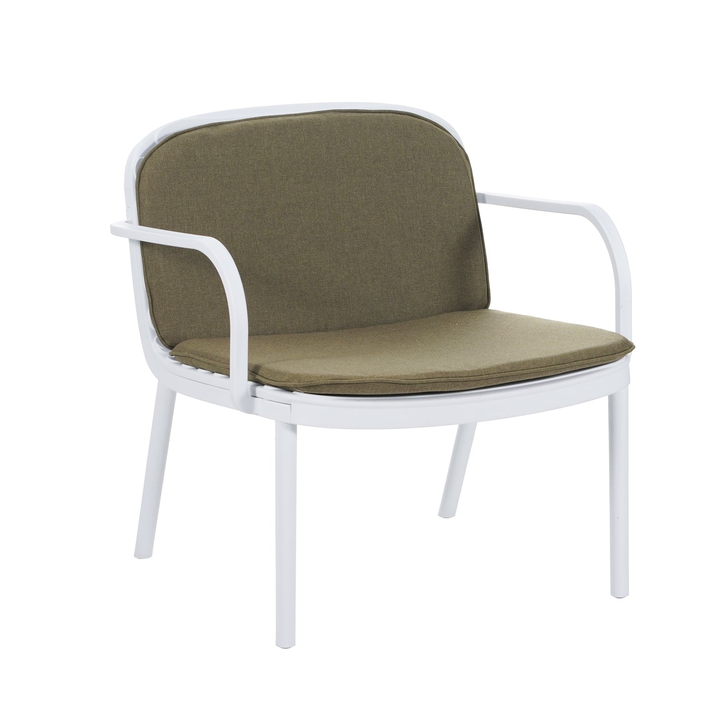 Luna Outdoor PP Club Chair, White Frame with Green Cushion, Set of 2