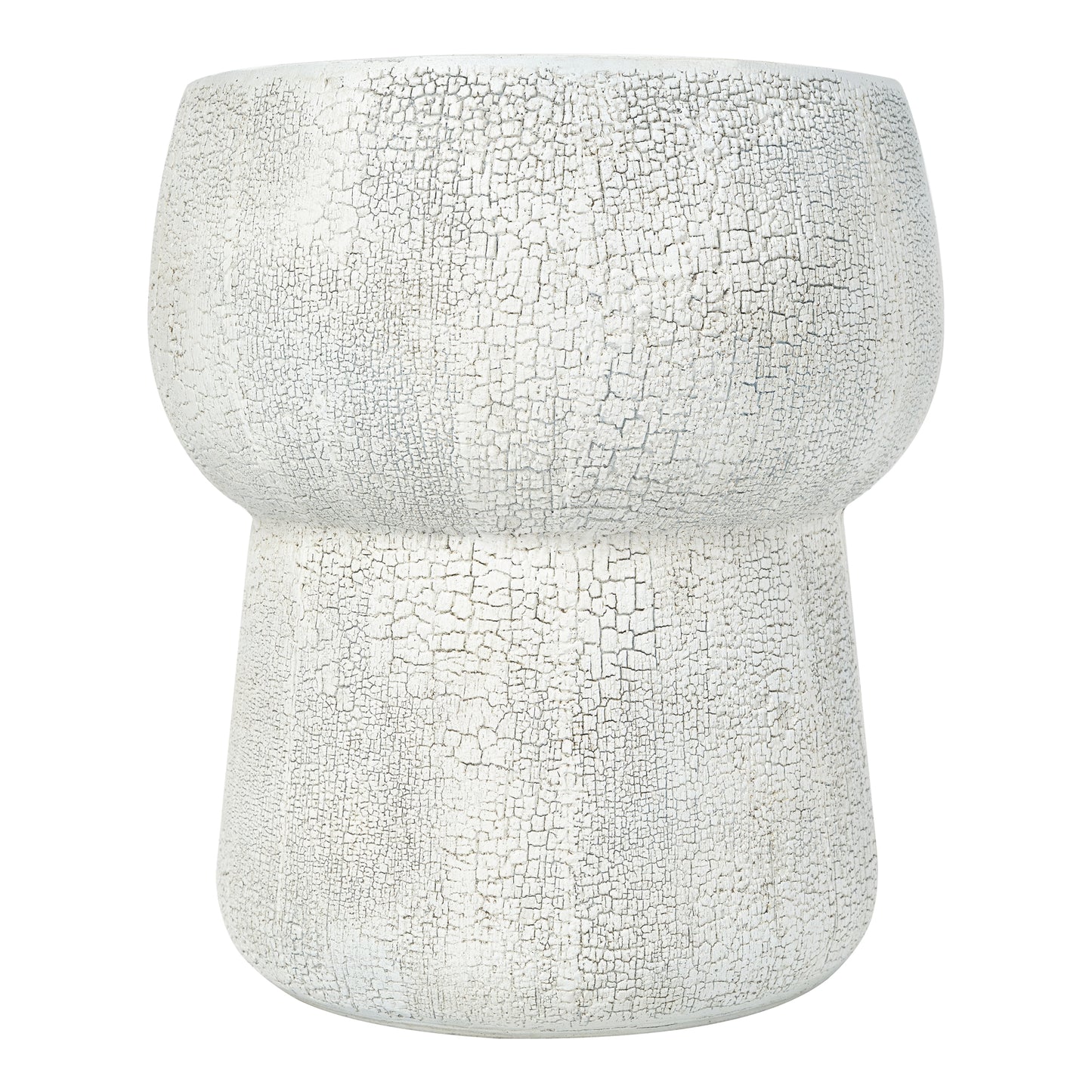Grey Magnesium Oxide Outdoor Accent Table with Vintage Crack Texture