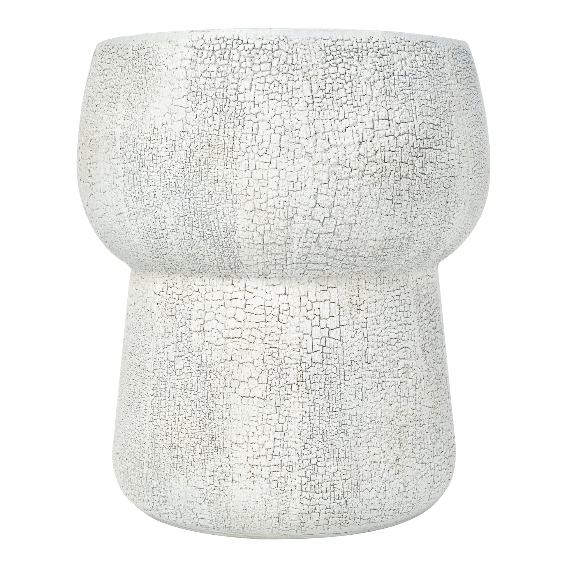 Grey Magnesium Oxide Outdoor Accent Table with Vintage Crack Texture