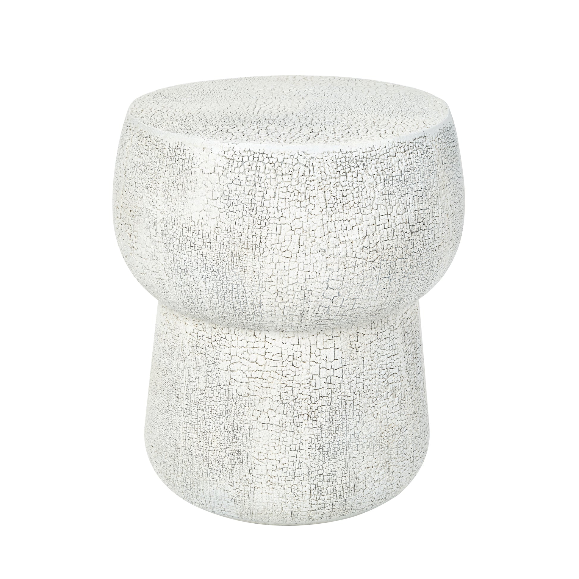 Grey Magnesium Oxide Outdoor Accent Table with Vintage Crack Texture