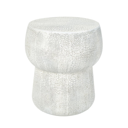 Grey Magnesium Oxide Outdoor Accent Table with Vintage Crack Texture