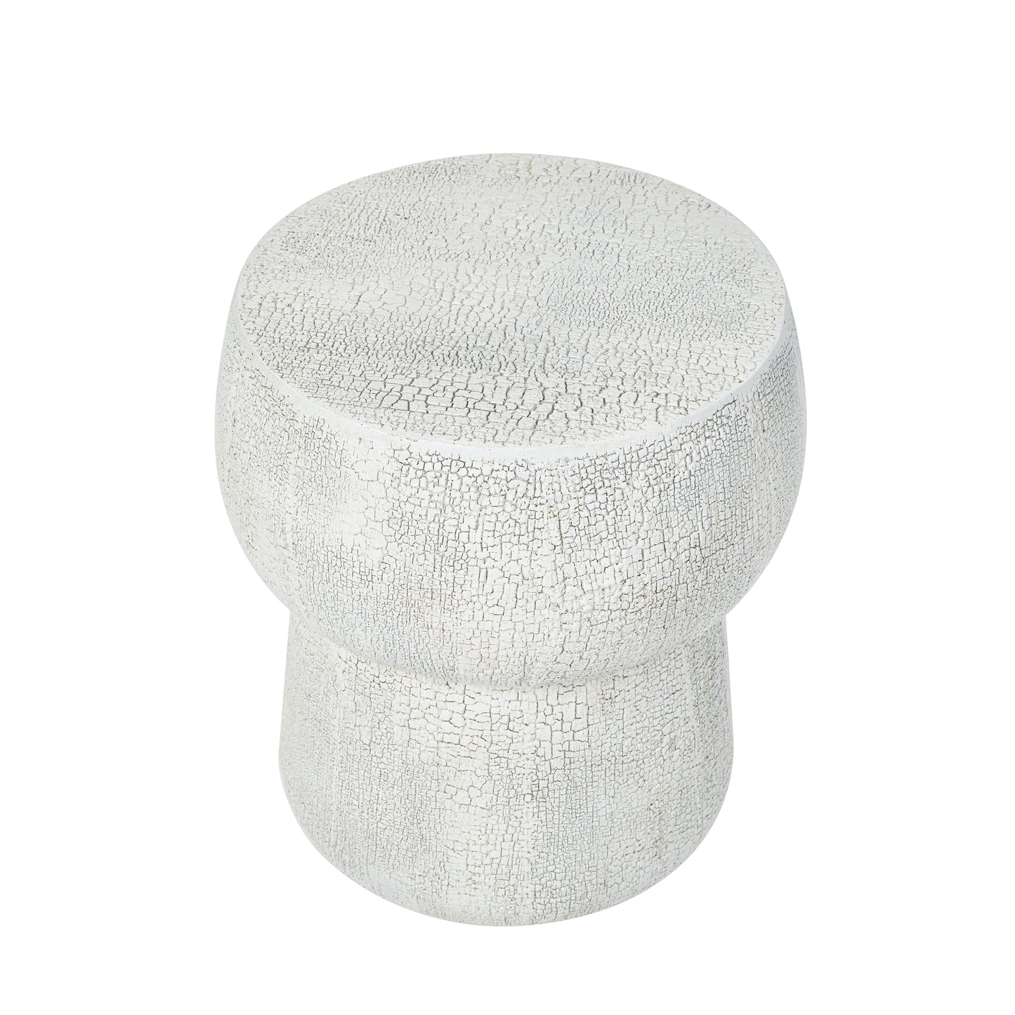 Grey Magnesium Oxide Outdoor Accent Table with Vintage Crack Texture