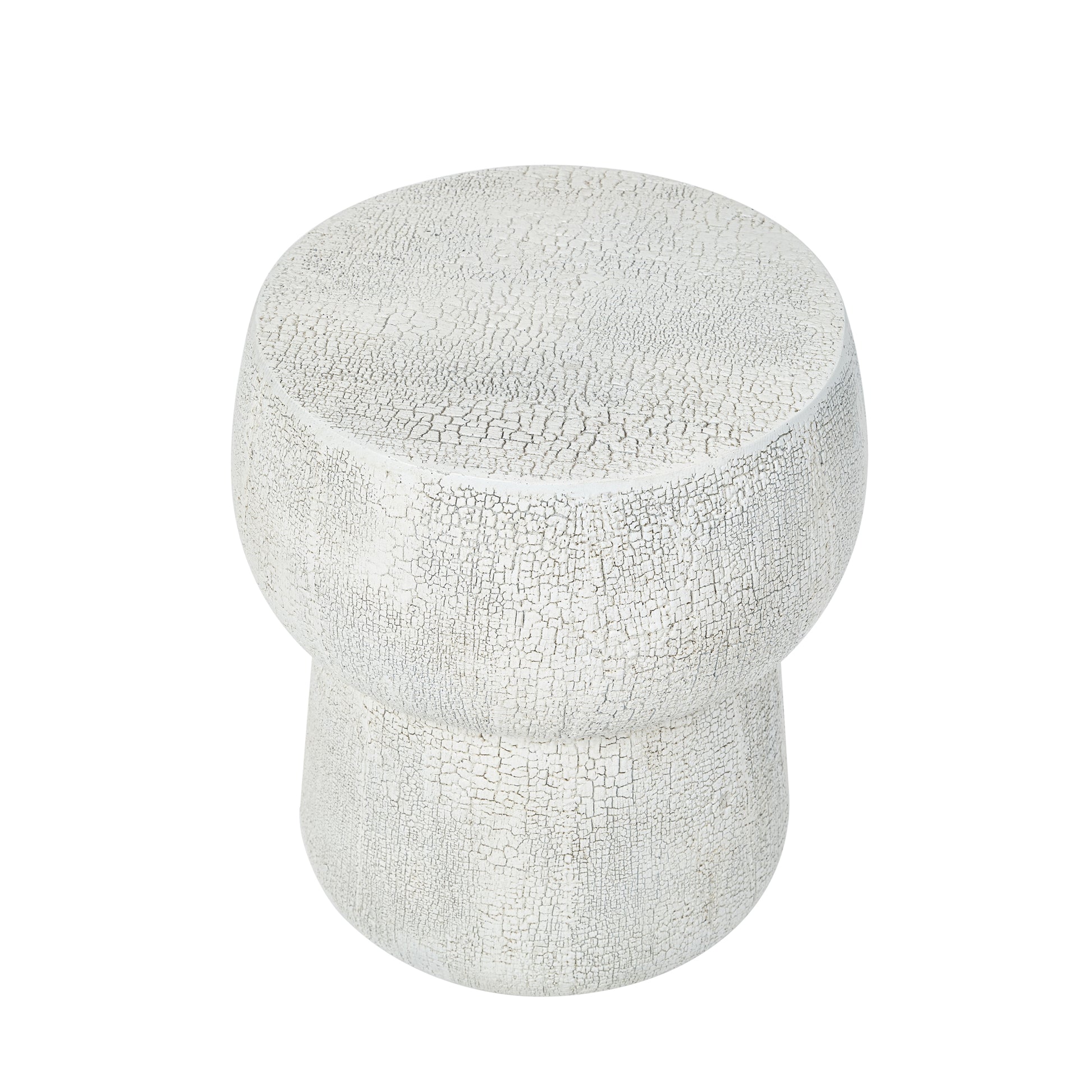 Grey Magnesium Oxide Outdoor Accent Table with Vintage Crack Texture