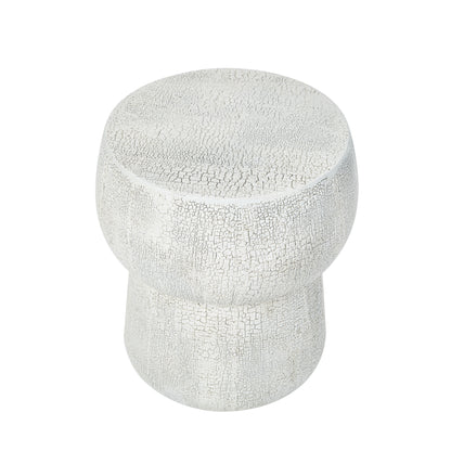 Grey Magnesium Oxide Outdoor Accent Table with Vintage Crack Texture