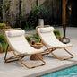 TREXM 2-Pieces Outdoor Folding Chair, Rattan-Wrapped Patio Chair with Adjustable Backrest, Thick Cushion, and Detachable Headrest ,for the Poolside, Beach, Backyard, Decck, and Camping (Yellow)