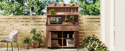 Rustic Wood Garden Potting Bench Table Outdoor Storage