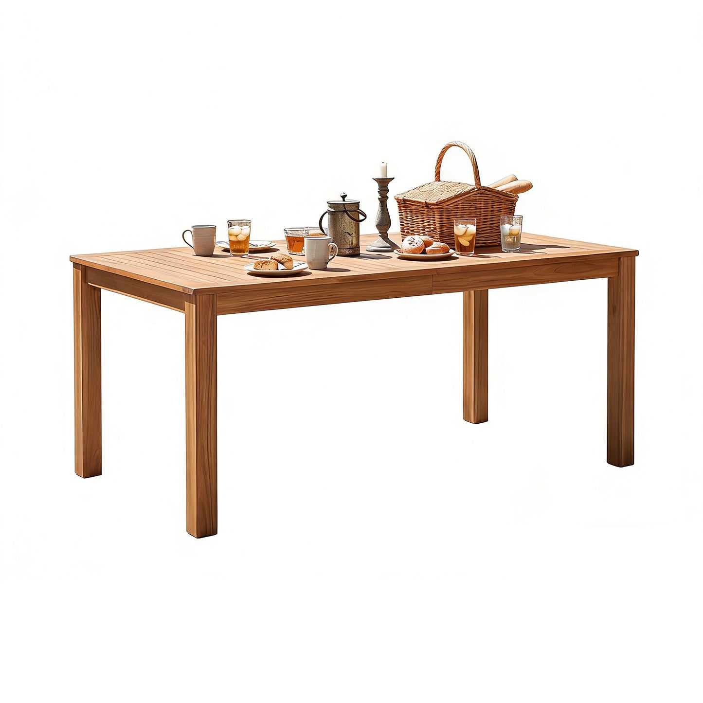 Natural Acacia Wood Garden Dining Table for Poolside or Patio