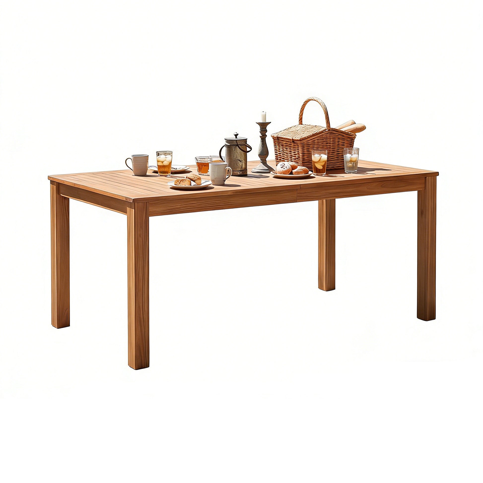 Natural Acacia Wood Garden Dining Table for Poolside or Patio