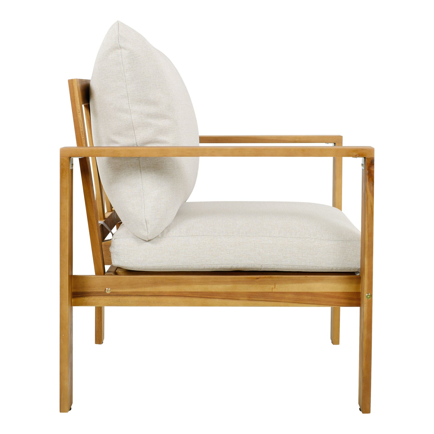 Beige & Grey Acacia Wood Patio Chairs (Set of 2)