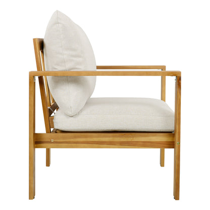 Beige & Grey Acacia Wood Patio Chairs (Set of 2)