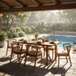 7 Pieces Acacia Wood Outdoor Dining Set with Cream Cushions,Modern 6 Chairs 1 Large Table,Dining Furniture Set for Lawn, Backyard, Garden Deck,Poolside,Teak