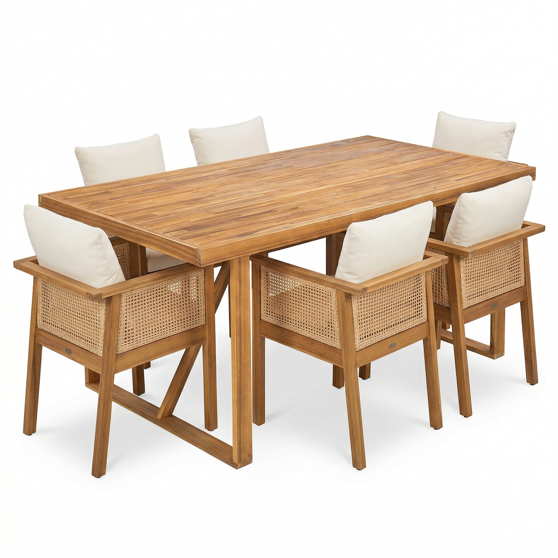 Teak 6 Piece Garden Dining Set Outdoor Patio Furniture