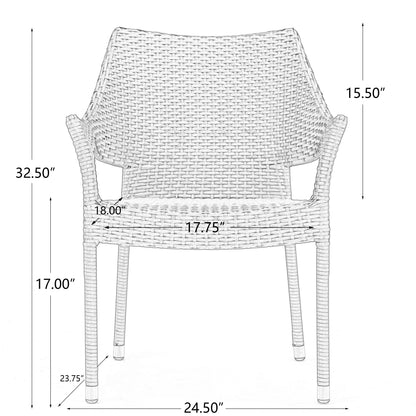 Grey PE Wicker Patio Armchair Set - 4 Chairs