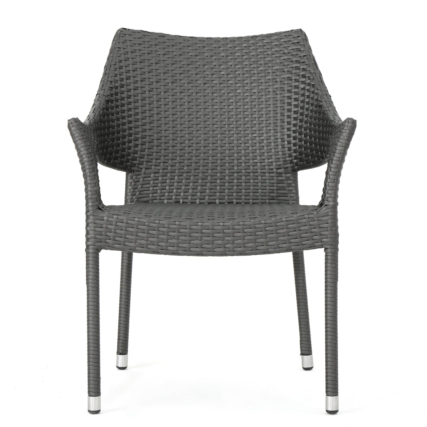 Grey PE Wicker Patio Armchair Set - 4 Chairs