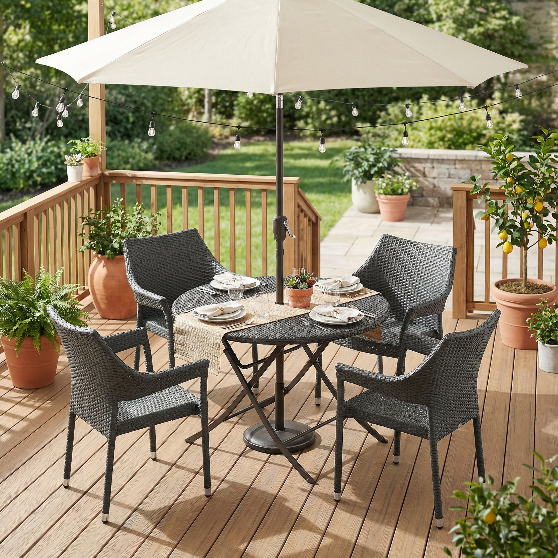 MIRAGE GREY PE WICKER STACKING ARMCHAIR,4PCS