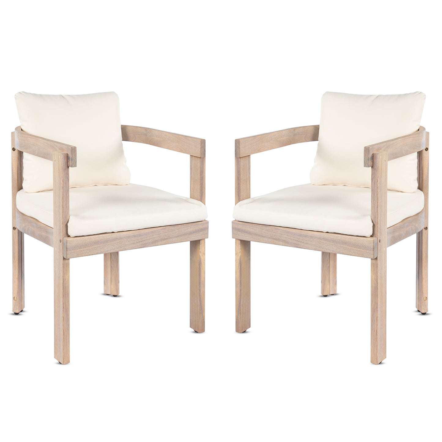 Cream Acacia Wood Dining Chairs Set for Garden Patio Seating