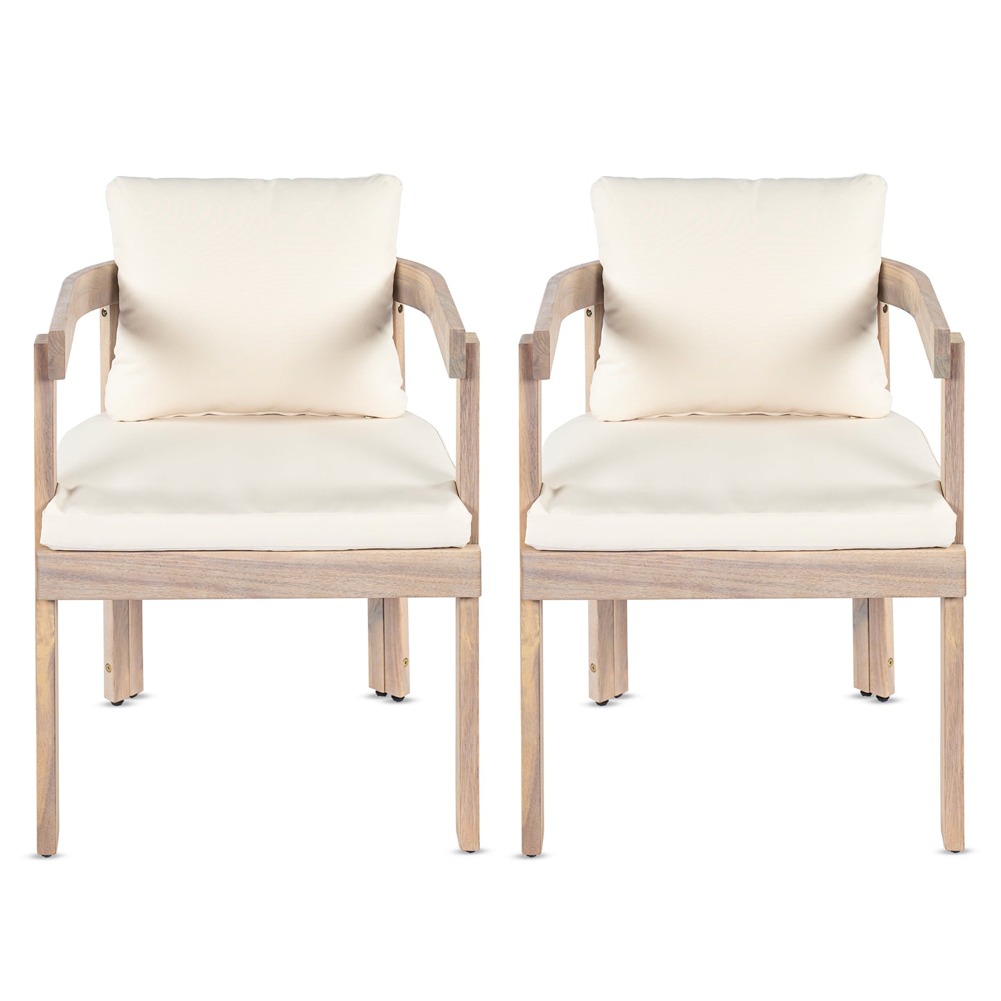 Cream Acacia Wood Dining Chairs Set for Garden Patio Seating