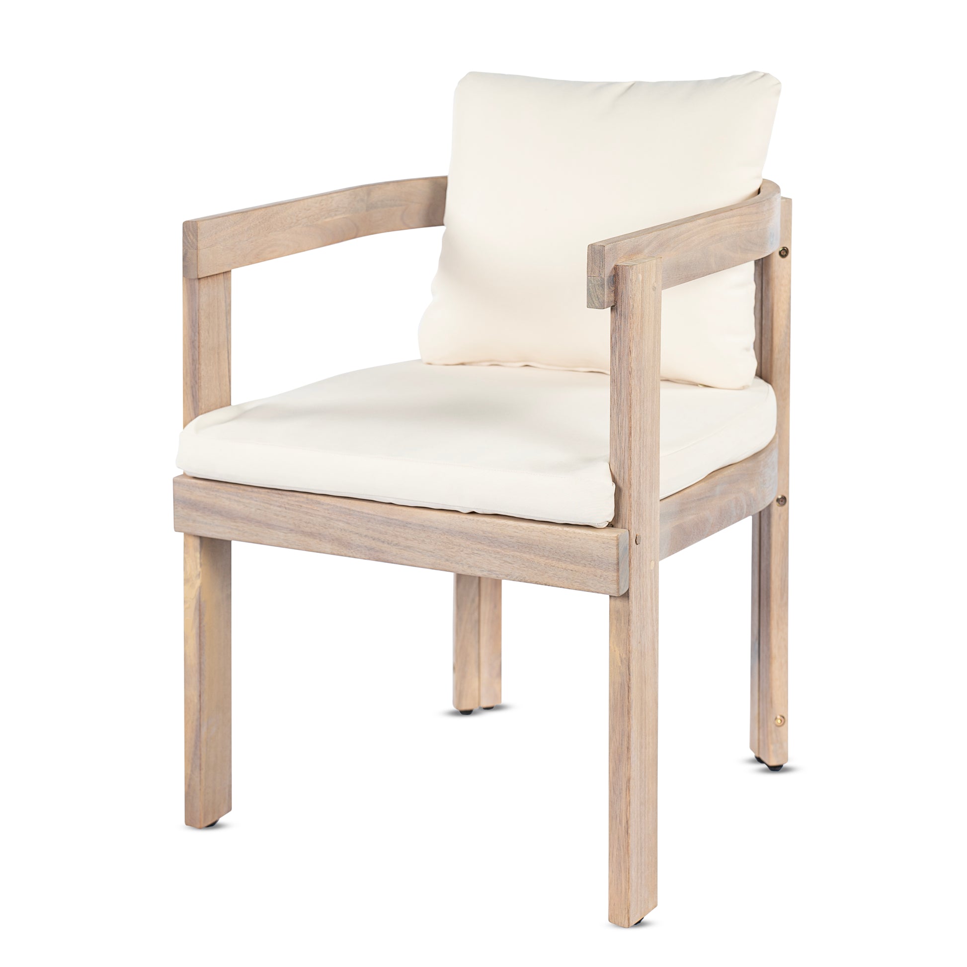 Cream Acacia Wood Dining Chairs Set for Garden Patio Seating