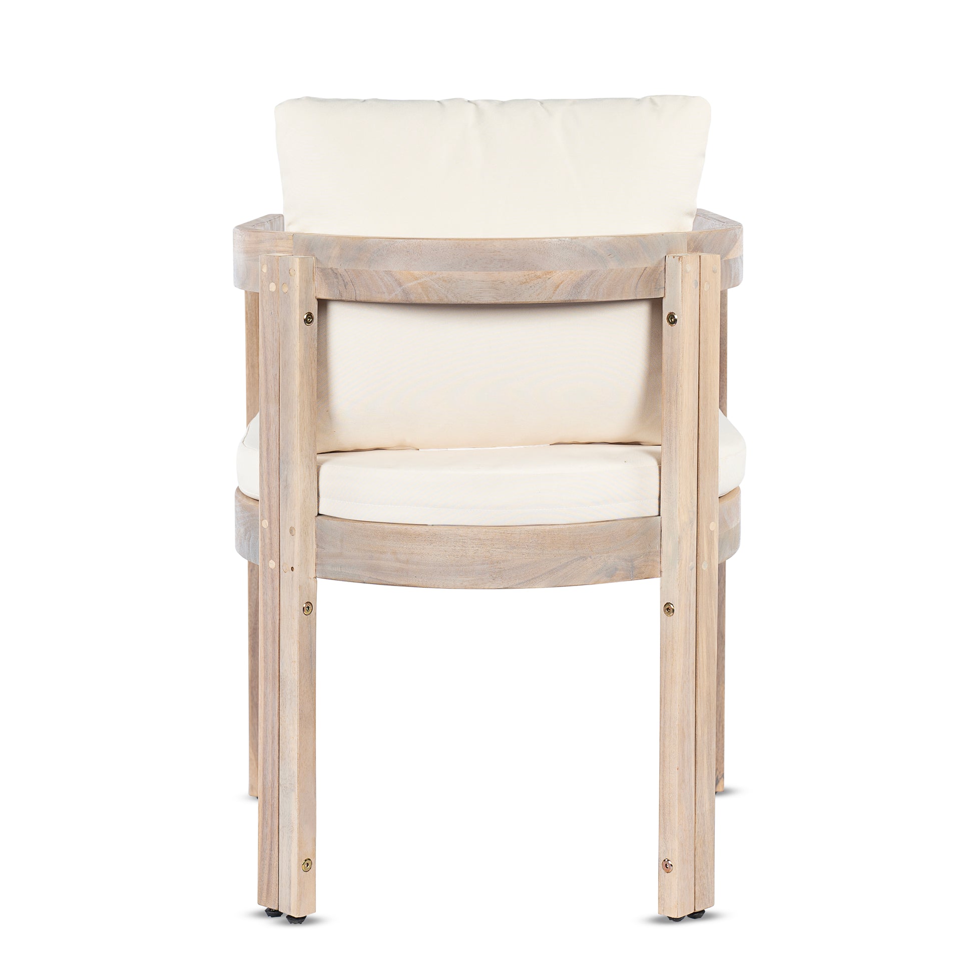 Cream Acacia Wood Dining Chairs Set for Garden Patio Seating