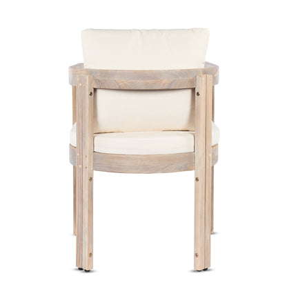 Cream Acacia Wood Dining Chairs Set for Garden Patio Seating