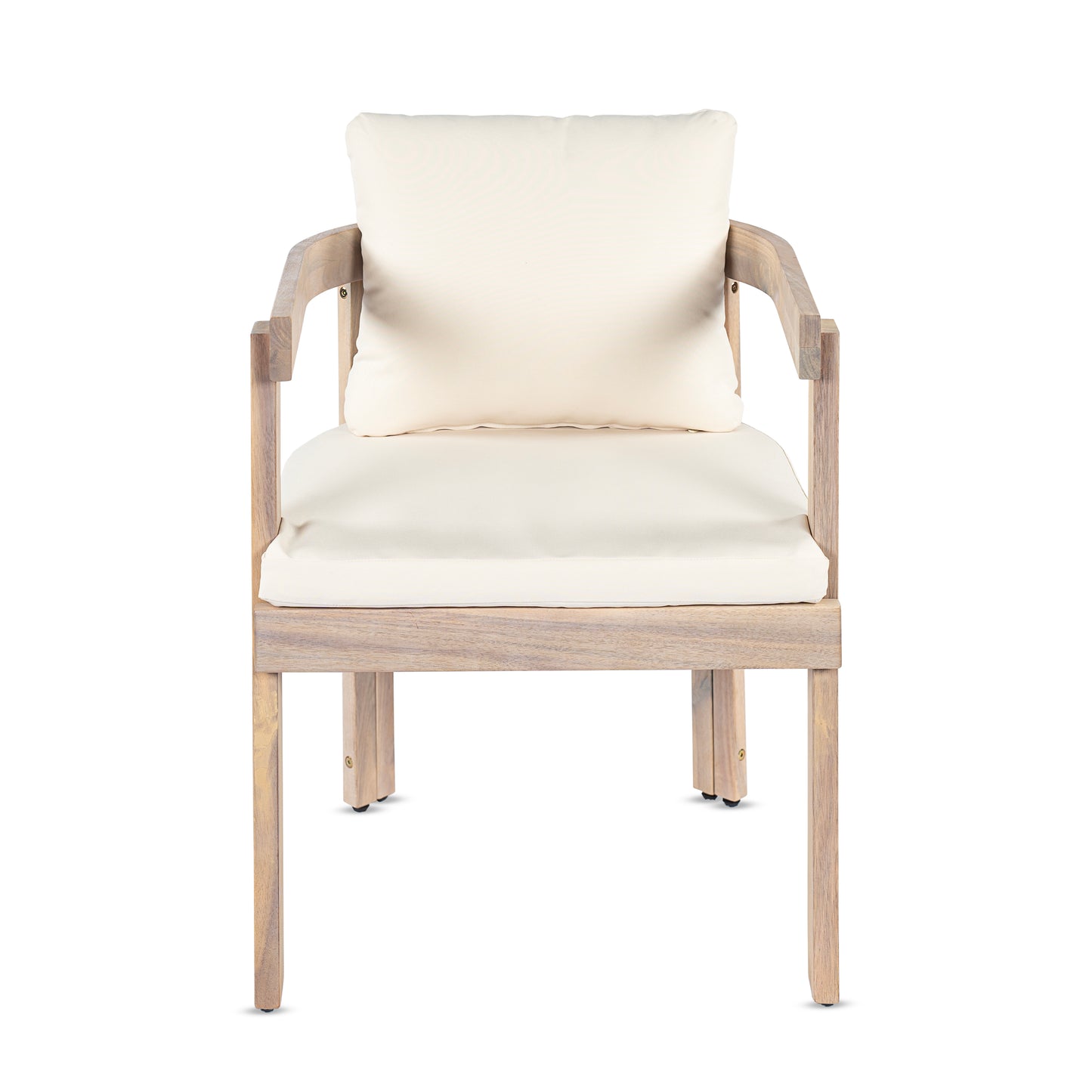 Cream Acacia Wood Dining Chairs Set for Garden Patio Seating