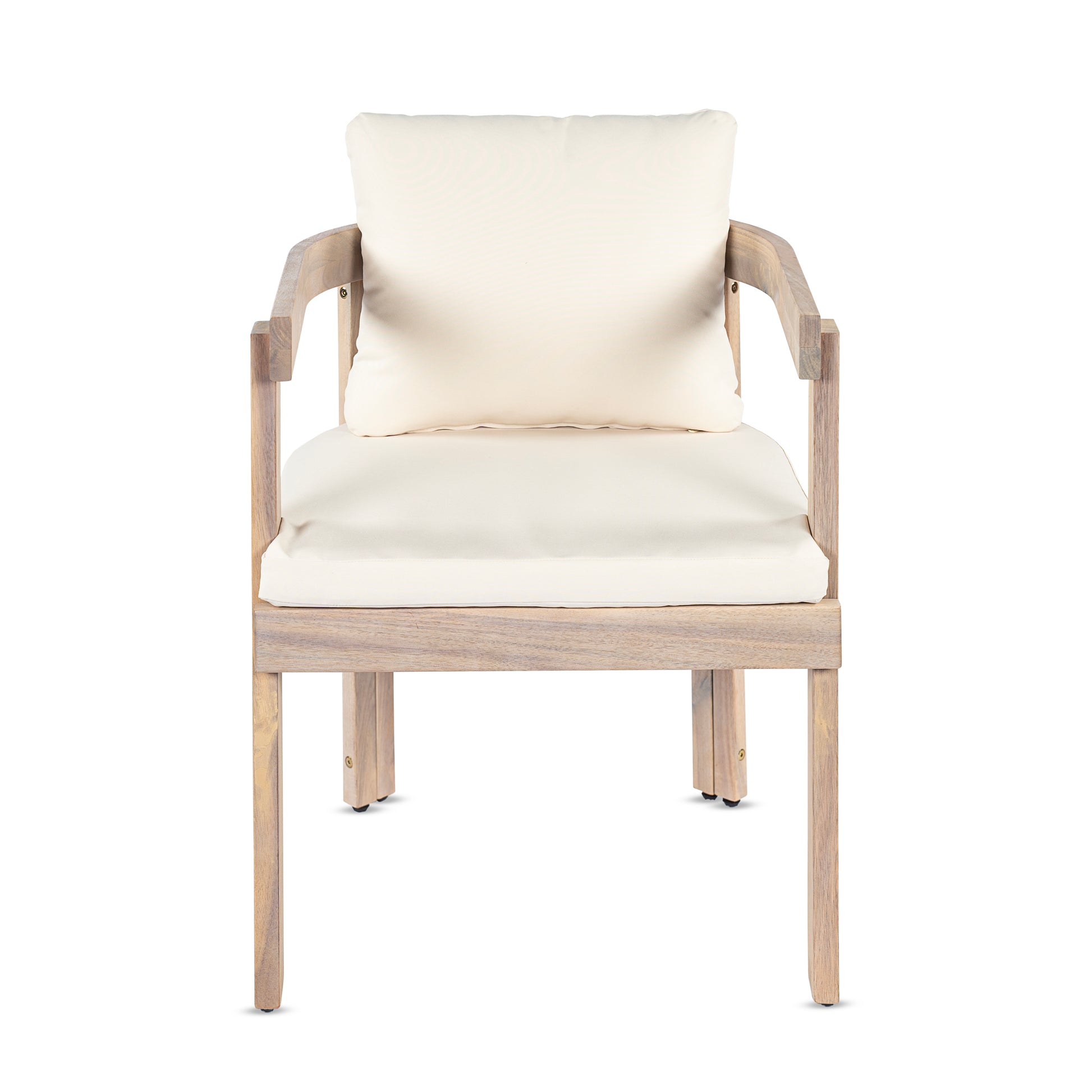 Cream Acacia Wood Dining Chairs Set for Garden Patio Seating