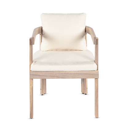 Cream Acacia Wood Dining Chairs Set for Garden Patio Seating
