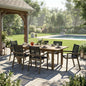 7 Pieces Acacia Wood Outdoor Dining Set s,Modern 6 Chairs 1 Large Table, Dining Furniture Set for Lawn, Backyard, Garden Deck,Poolside,Grey