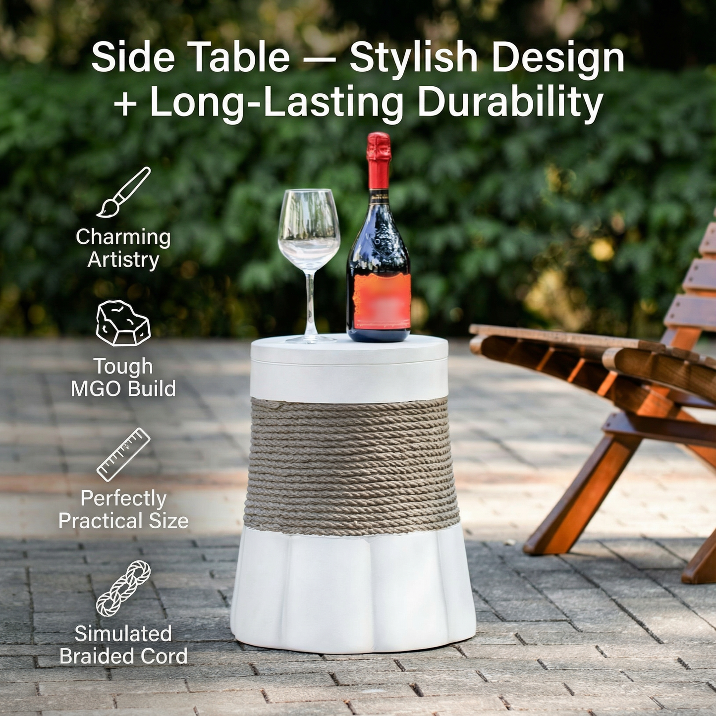 Brown & Gray Outdoor Side Table - Magnesium Oxide Table
