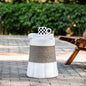 Outdoor Light Gray & Brown Retro Woven Rope & Fan-Base MGO Side Table – End Table for Home, Office, Living Room & Outdoor