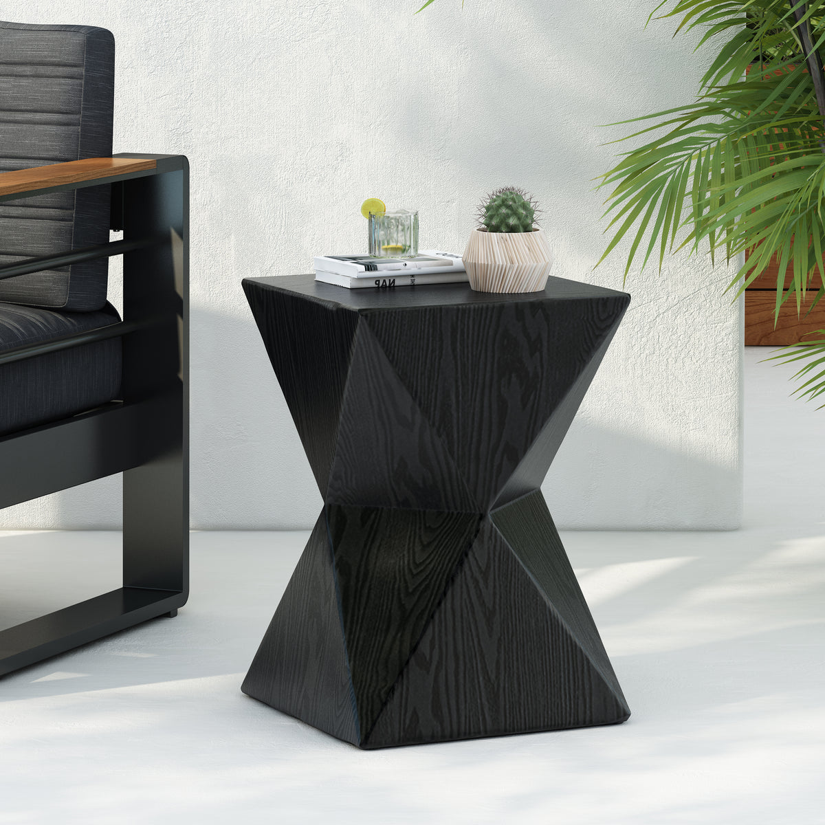 Black Concrete Side Table - Modern Accent Table