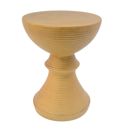 16" Ribbed Natural Concrete Outdoor Side Table - Weather-Resistant Accent