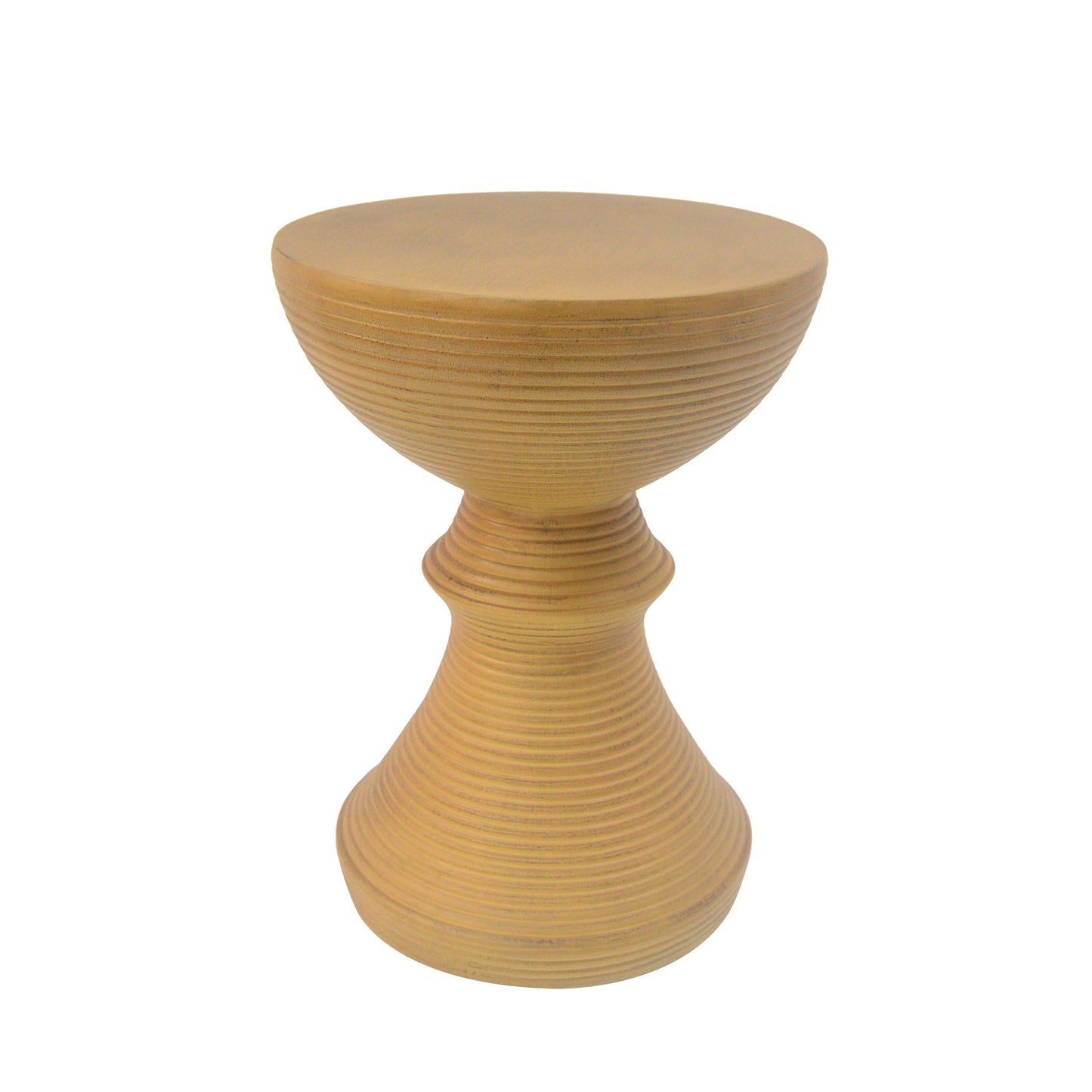 16" Ribbed Natural Concrete Outdoor Side Table - Weather-Resistant Accent