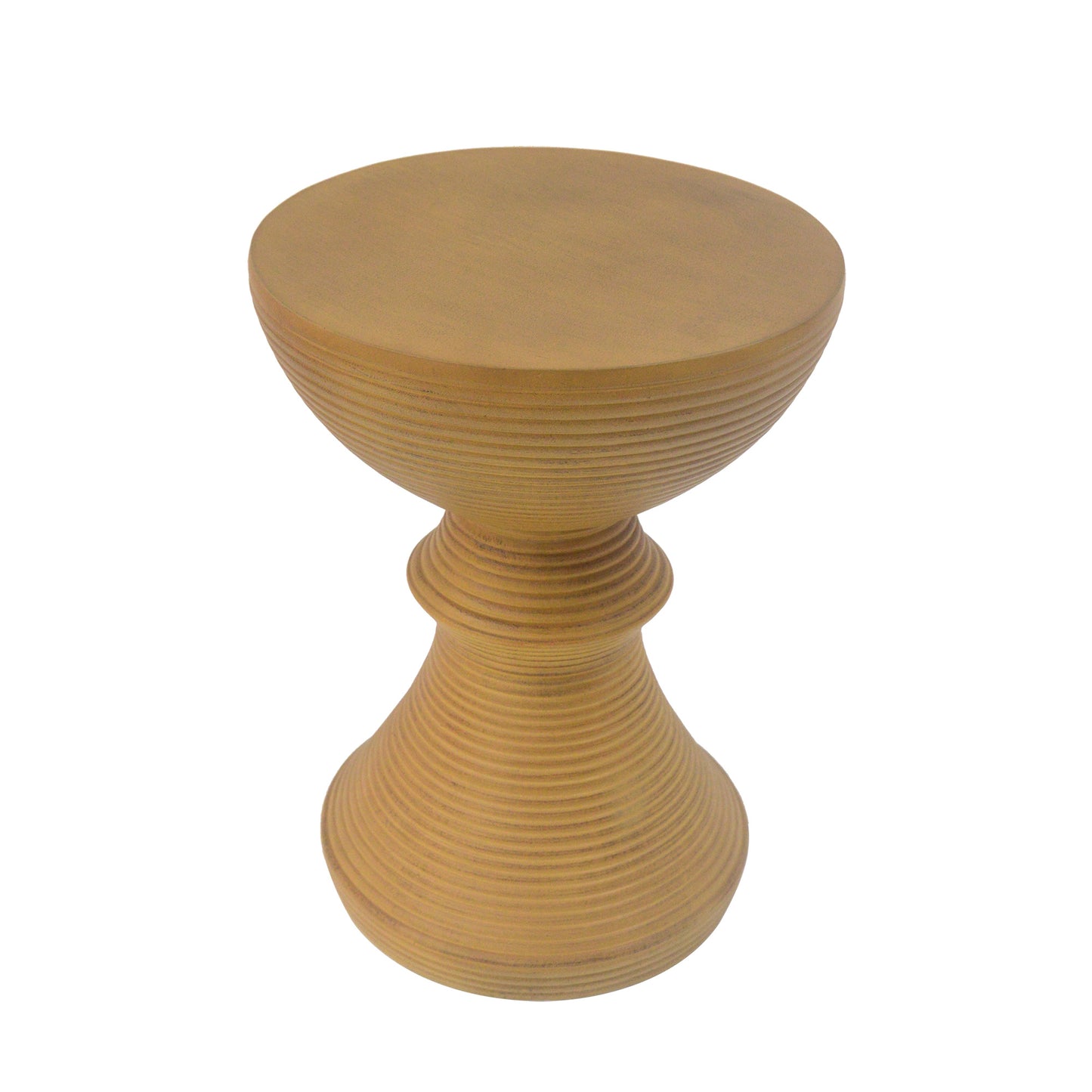 16" Ribbed Natural Concrete Outdoor Side Table - Weather-Resistant Accent