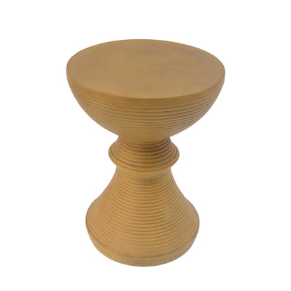 16" Ribbed Natural Concrete Outdoor Side Table - Weather-Resistant Accent