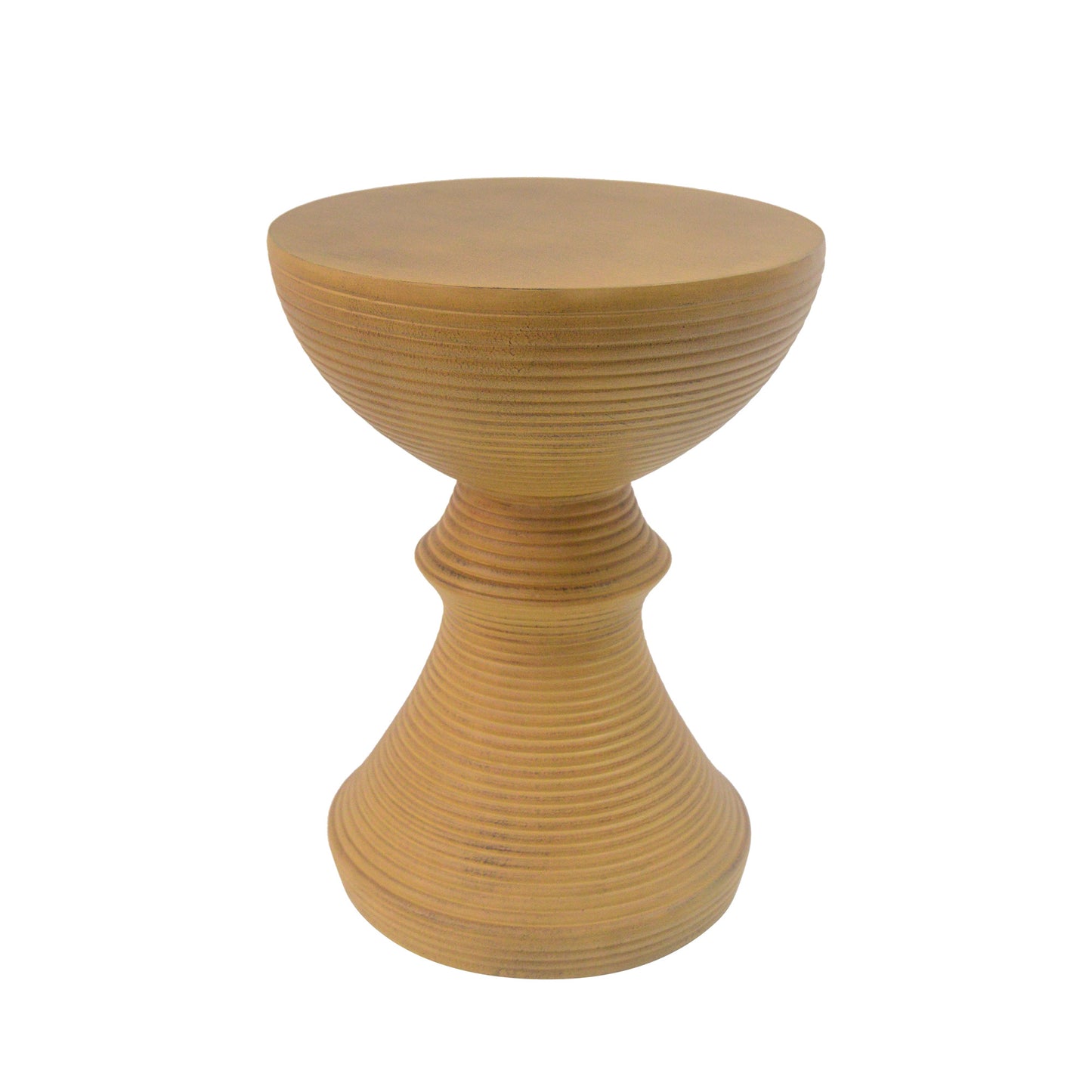 16" Ribbed Natural Concrete Outdoor Side Table - Weather-Resistant Accent
