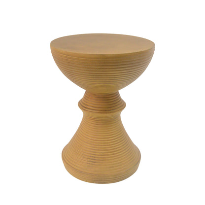 16" Ribbed Natural Concrete Outdoor Side Table - Weather-Resistant Accent