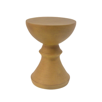 16" Ribbed Natural Concrete Outdoor Side Table - Weather-Resistant Accent