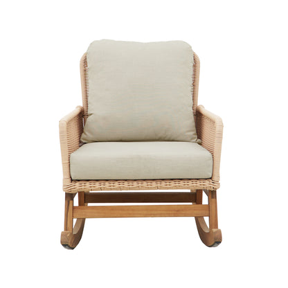 Beige Wicker Rocking Chair Set - 2 Chairs Patio Outdoor