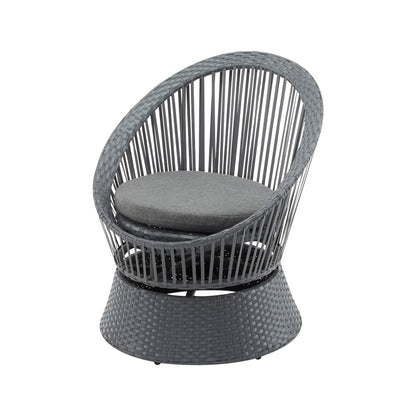 Gray Rattan Lounge Chair for Poolside and Garden Outdoor Seating