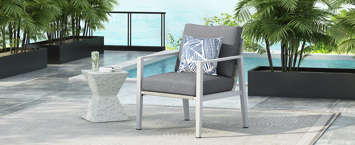 Modern Aluminum Lounge Chair for Garden or Poolside Relaxation