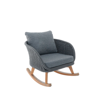 Gray Wicker Rocking Chair - Outdoor Patio Seating