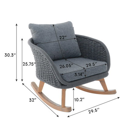 Gray Wicker Rocking Chair - Outdoor Patio Seating