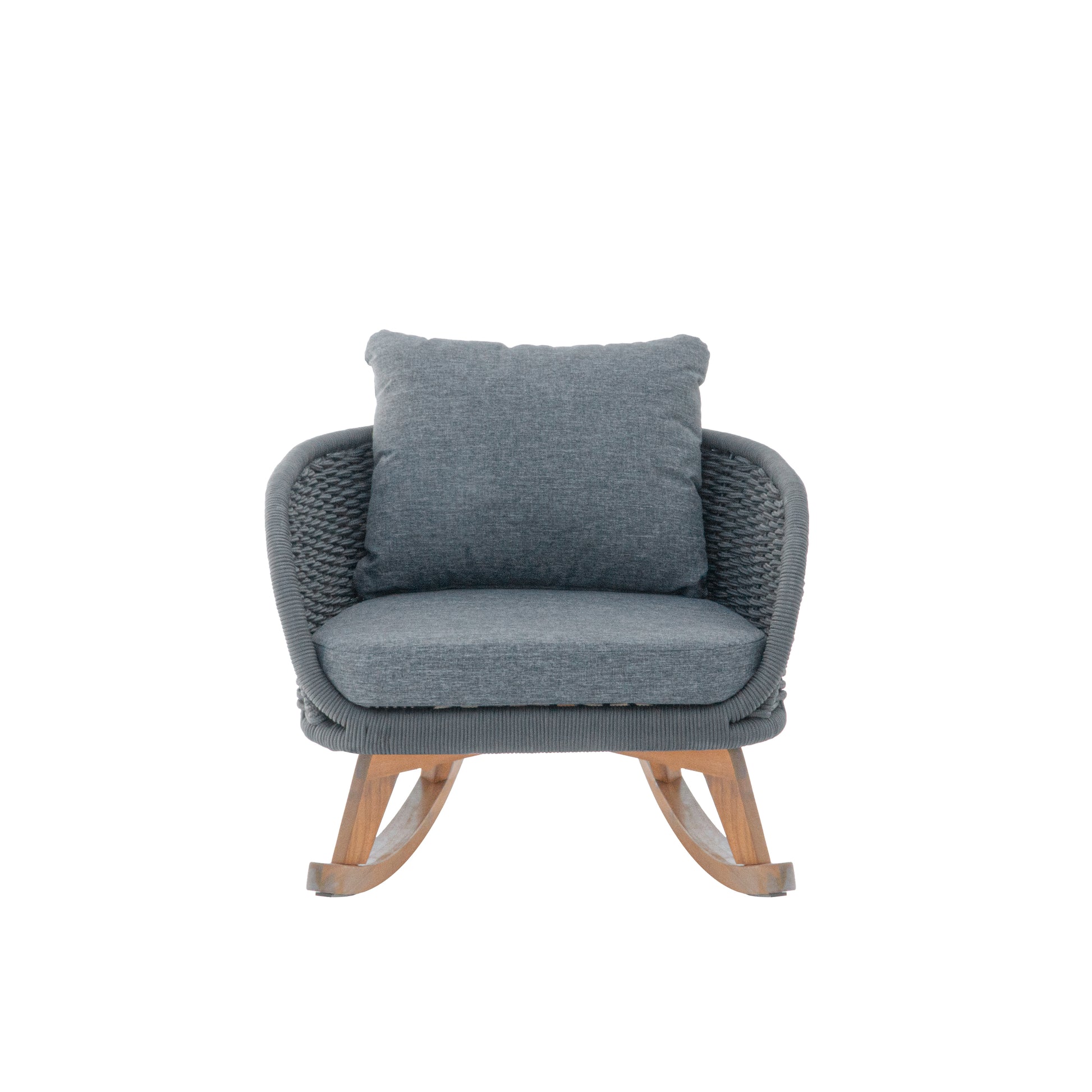 Gray Wicker Rocking Chair - Outdoor Patio Seating