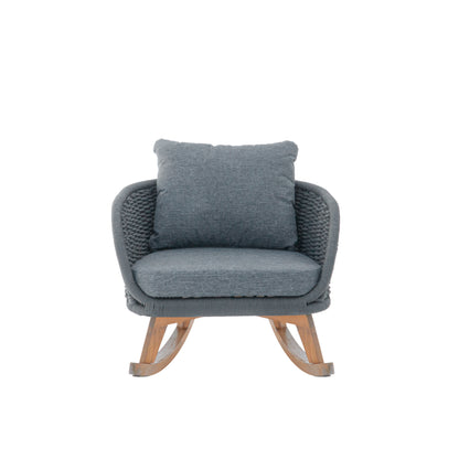 Gray Wicker Rocking Chair - Outdoor Patio Seating