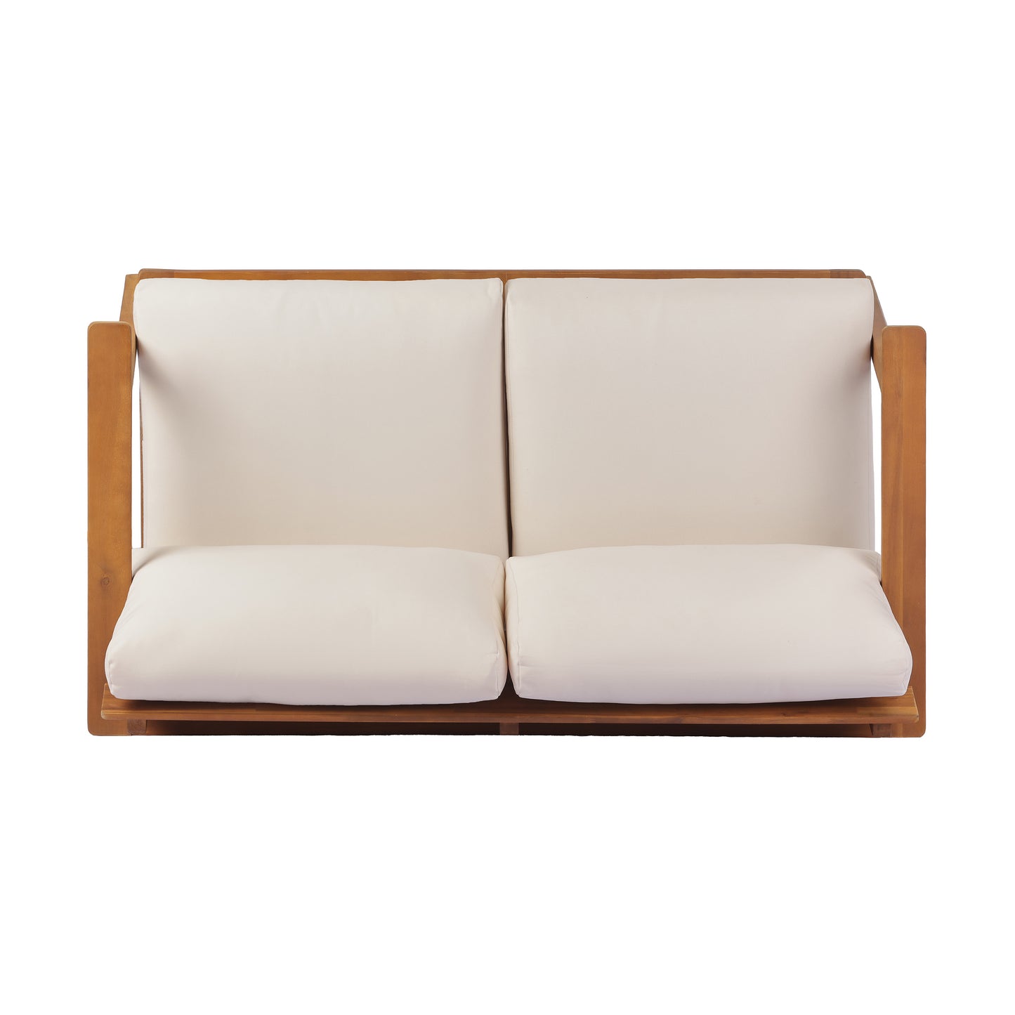 Teak Beige Acacia Wood Loveseat Patio Set