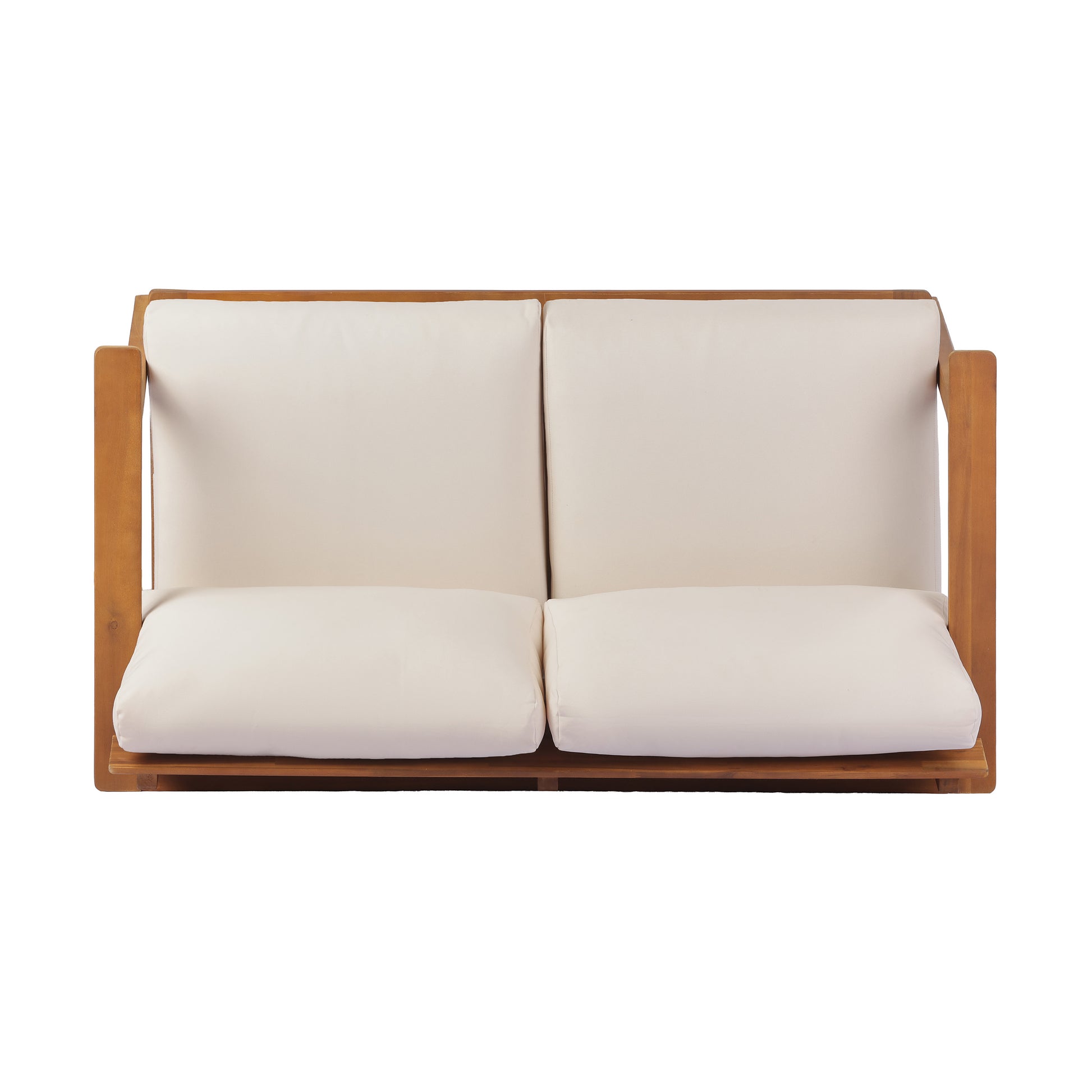 Teak Beige Acacia Wood Loveseat Patio Set