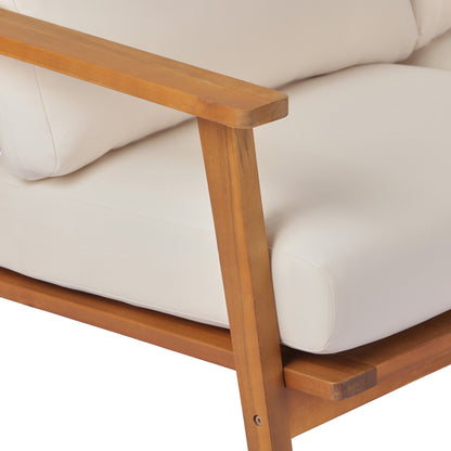 Teak Beige Acacia Wood Loveseat Patio Set